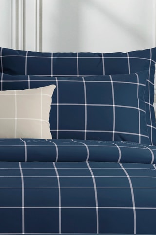 Parure de couette en satin de coton 80 fils/cm² Amélia - Bleu foncé