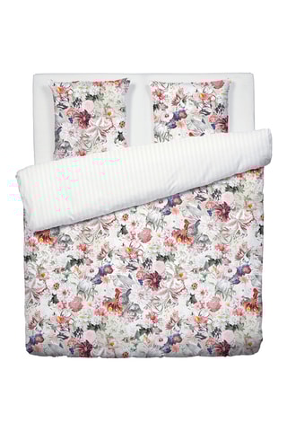 Parure de couette en satin de coton 80 fils/cm² Fleurs éclatantes - Blanc et rose