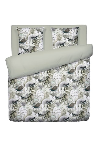 Parure de couette en satin de coton 80 fils/cm² Jardin orné - Vert clair et blanc