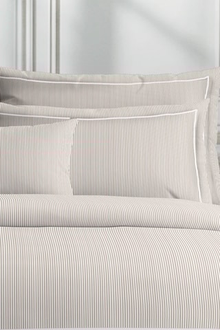 Parure de couette en percale de coton 80 fils/cm² Dauphine - Taupe