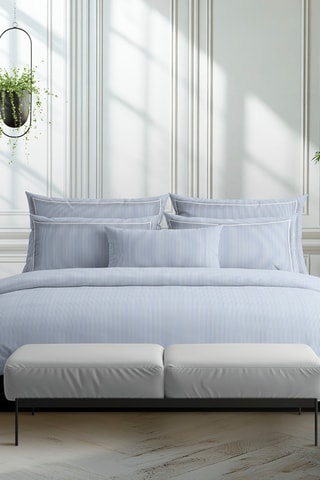 Parure de couette en percale de coton 80 fils/cm² Dauphine - Bleu clair et blanc