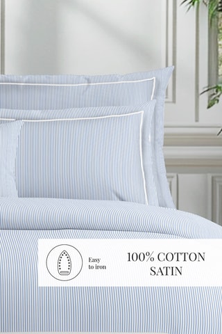 Parure de couette en percale de coton 80 fils/cm² Dauphine - Bleu clair et blanc