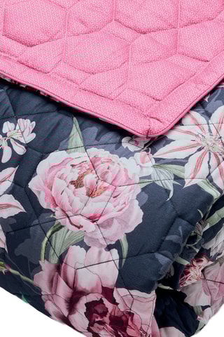 Couvre-lit en satin de coton 80 fils/cm² Eclat nocturne - Bleu marine et rose