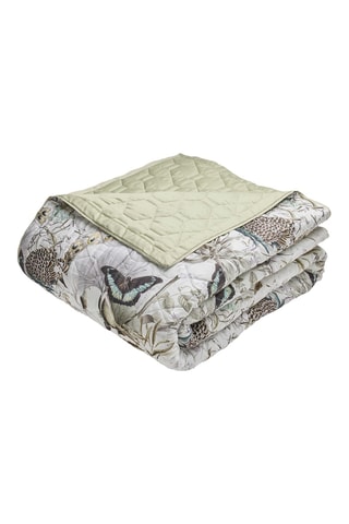 Couvre-lit en satin de coton 80 fils/cm² Jardin orné - Vert clair et blanc