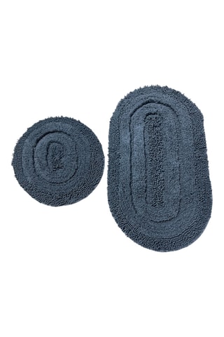 2 Badmatten Macaroni - Donkerblauw - 60 x 100 en 50 x 60 cm