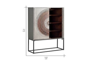 Meuble de rangement 2 portes - Gris et marron