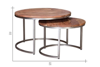 2 tables gigognes - Naturel et argenté