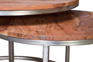 2 tables gigognes - Naturel et argenté