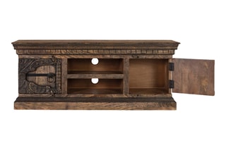 Meuble TV 2 portes en manguier massif - 150 x 61 x 40 cm