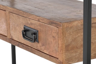 Console 2 tiroirs - Naturel et noir