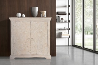 Commode 2 portes - Blanc vieilli