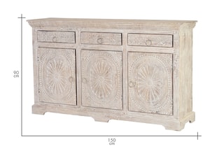 Buffet 3 portes - Blanc vieilli
