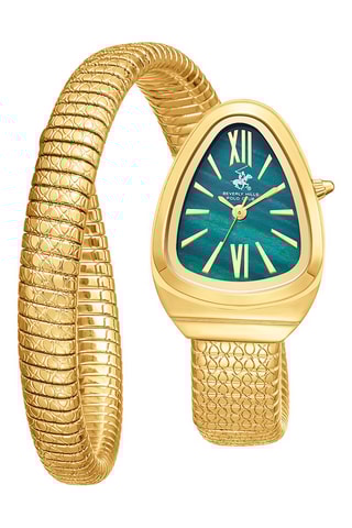 Relógio de quartzo em metal - Dourado e azul