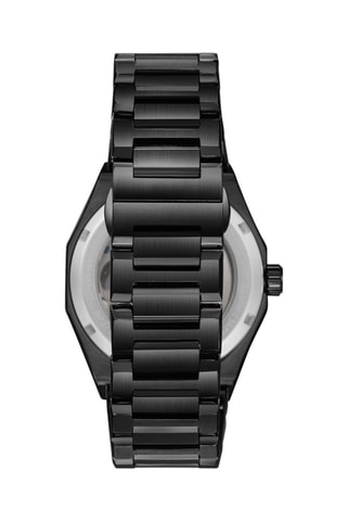Relógio automático em metal - Contador fases da lua - Preto e prateado