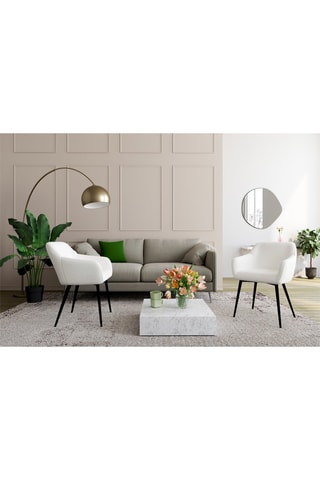 2 fauteuils Louna - Blanc et noir - Tissu bouclette