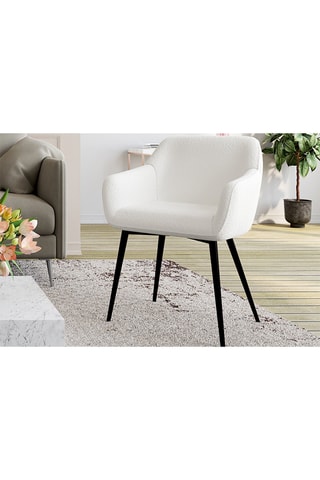 2 fauteuils Louna - Blanc et noir - Tissu bouclette