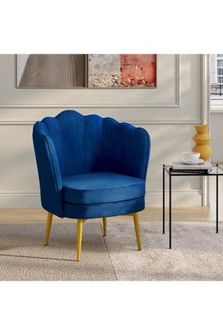 Fauteuil Arielle - Bleu et doré - Velours