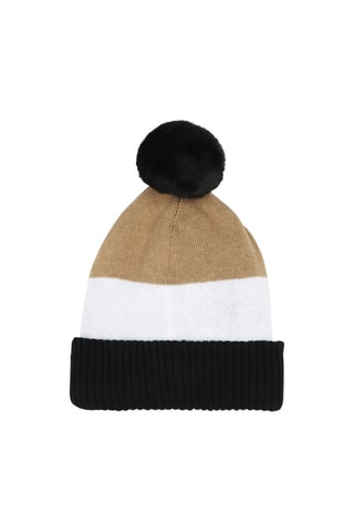 Bonnet à pompon - Marron clair et blanc - Boss