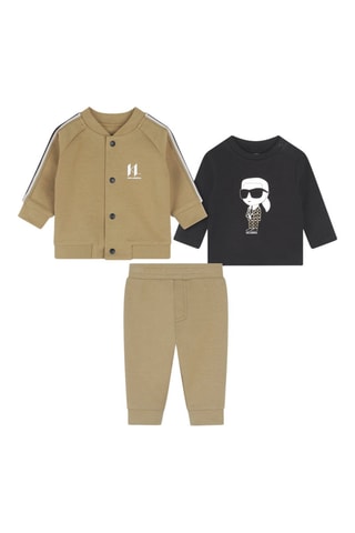 Ensemble 3 pièces en coton biologique - Marron clair et noir - Karl Lagerfeld