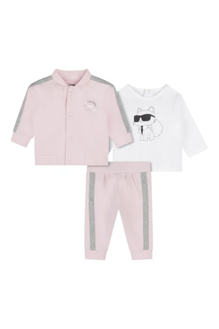 Ensemble 3 pièces en coton biologique - Rose et blanc - Karl Lagerfeld