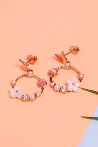 Boucles d'oreilles - Argent doré rose et zircons