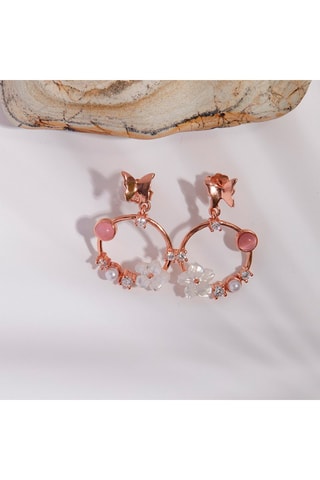Boucles d'oreilles - Argent doré rose et zircons