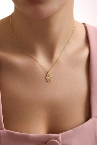 Collier - Argent plaqué or jaune et zircon