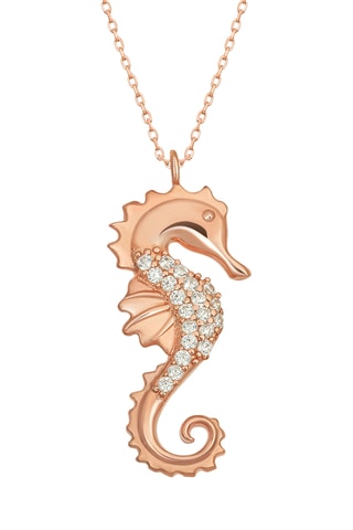 Collier - Argent plaqué or rose et zircons