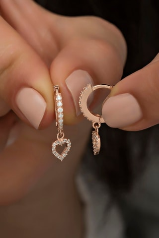 Créoles - Argent plaqué or rose et zircons