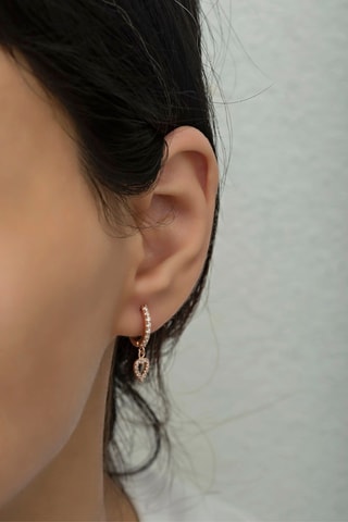 Créoles - Argent plaqué or rose et zircons