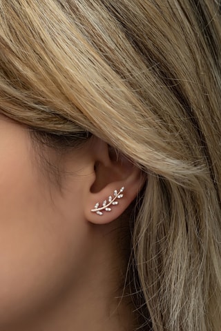 Boucles d'oreilles - Argent plaqué or rose et zircons