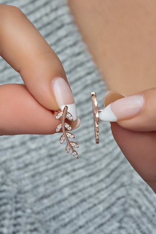 Boucles d'oreilles - Argent plaqué or rose et zircons