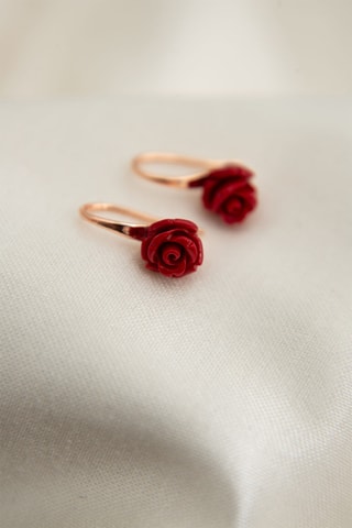 Boucles d'oreilles - Doré et rouge