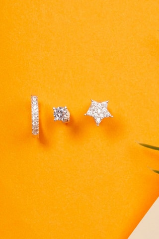 3 boucles d'oreilles - Argent et zircons
