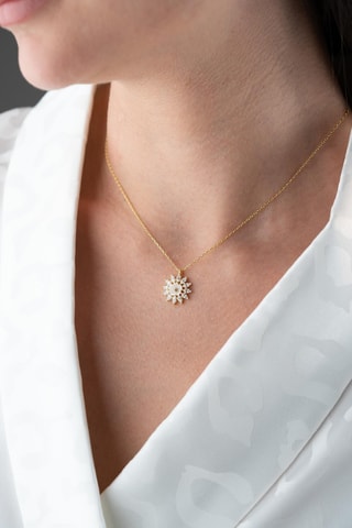 Collier - Argent plaqué or jaune et zircons