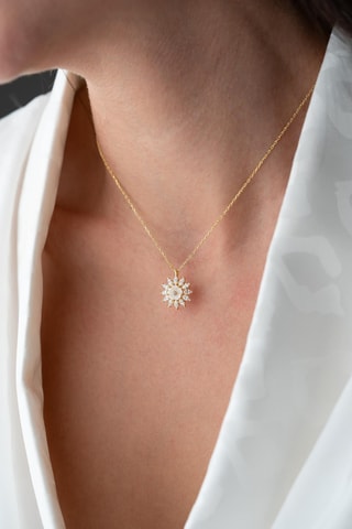 Collier - Argent plaqué or jaune et zircons