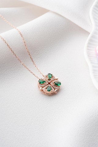 Collier - Argent doré rose et zircons