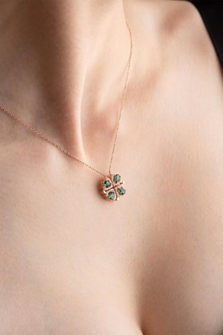 Collier - Argent doré rose et zircons