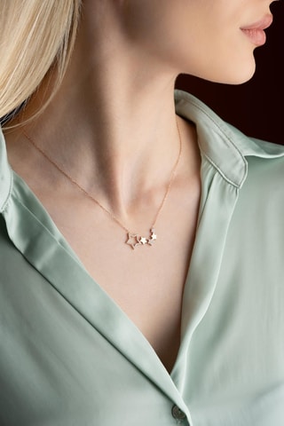 Collier - Argent plaqué or rose et zircons