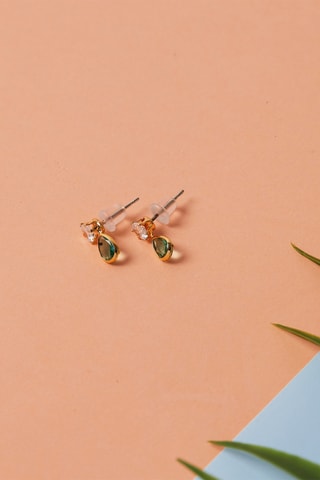 Boucles d'oreilles - Doré et vert