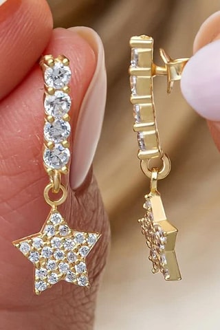 Boucles d'oreilles - Argent plaqué or jaune et zircons