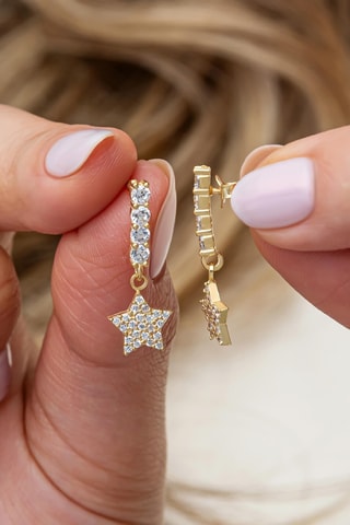 Boucles d'oreilles - Argent plaqué or jaune et zircons