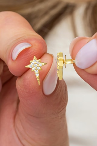 Puces - Argent plaqué or jaune et zircons