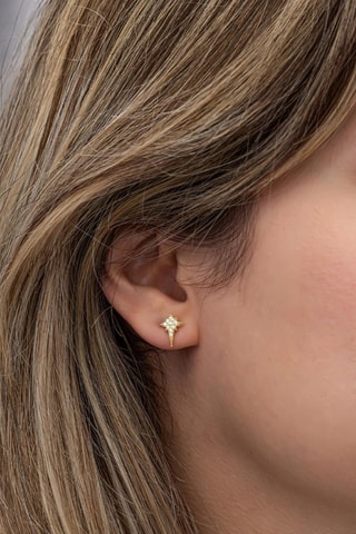 Puces - Argent plaqué or jaune et zircons