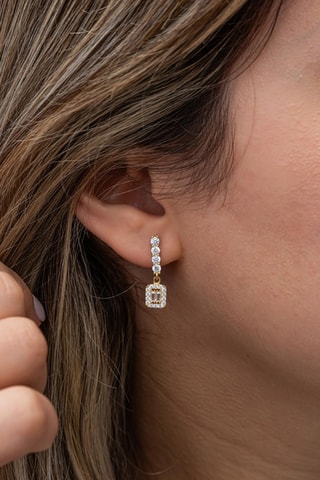 Boucles d'oreilles - Argent plaqué or jaune et zircons