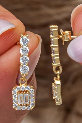 Boucles d'oreilles - Argent plaqué or jaune et zircons