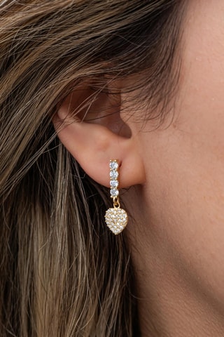 Boucles d'oreilles - Argent plaqué or jaune et zircons