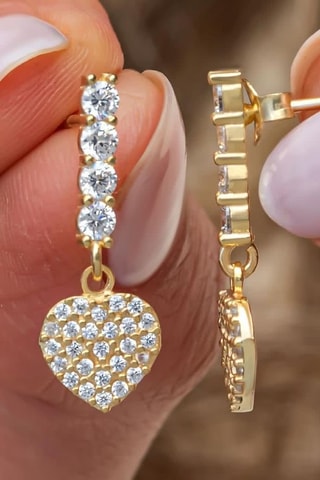 Boucles d'oreilles - Argent plaqué or jaune et zircons