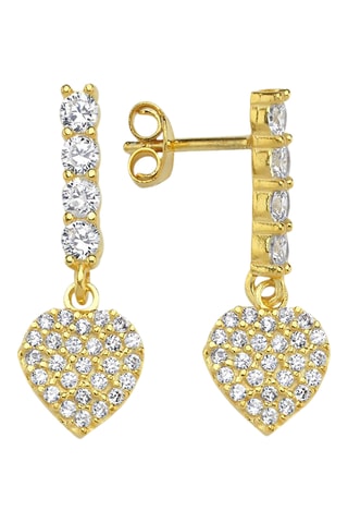 Boucles d'oreilles - Argent plaqué or jaune et zircons