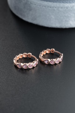 Créoles - Argent plaqué or rose et zircons